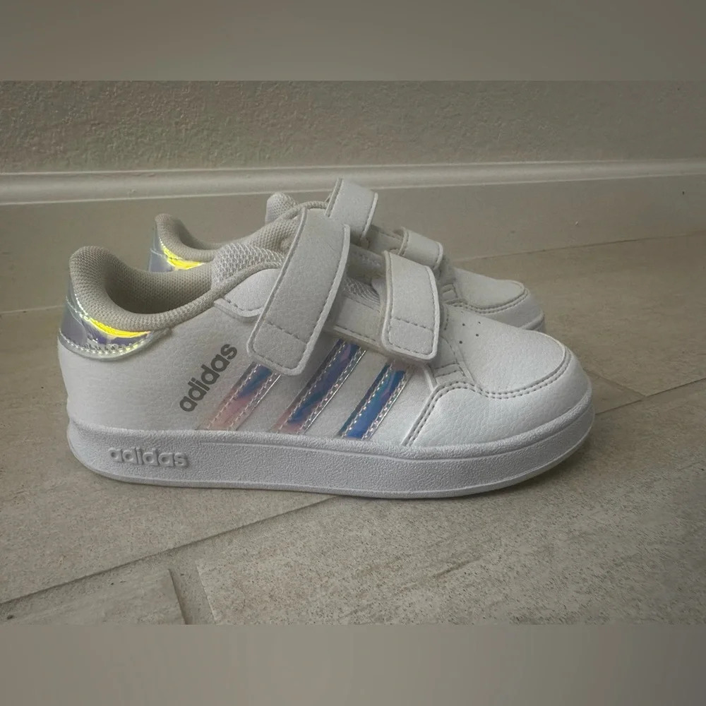 Adidas ミ Kids Grand Court 2.0 Sneakers ミ Cloud White Iridescent ミ 10.0 Girl Boy - Picture 2 of 5